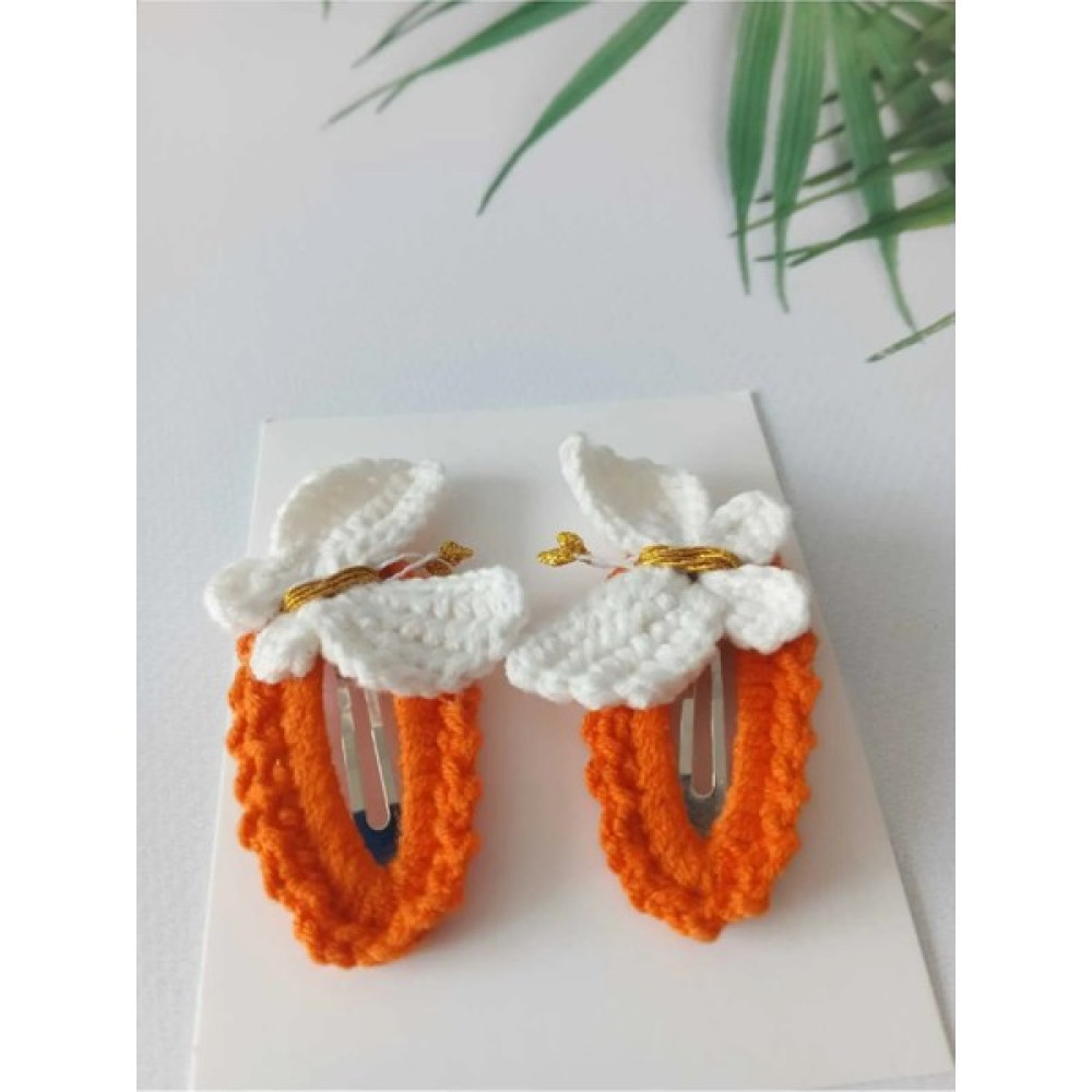 Kadın Girişimciler Atölyesi Kelebek Turuncu Örgü Handmade Cotton 2'li Çıt Çıt Toka Toka, Taç & Saç Bandı Fiyatı