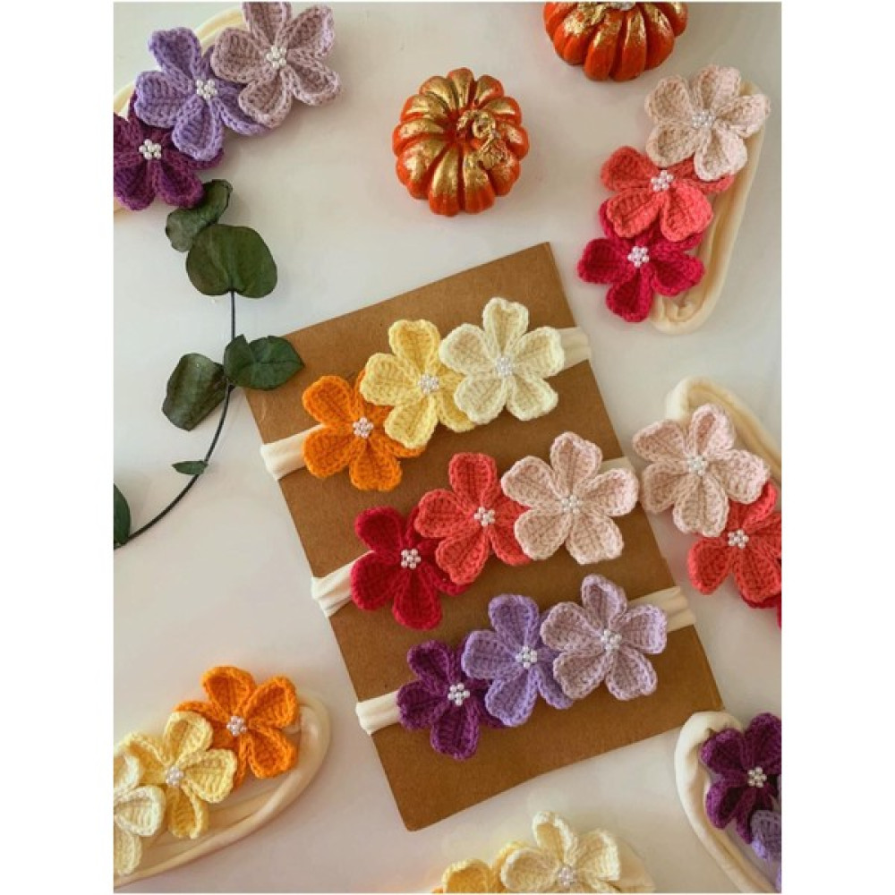 Kadın Girişimciler Atölyesi Sevgi Çiçeği Bandana El Emeği Bebek Çocuk 3'lü Saç Bandı / Bandanası - Children's And Baby Hair Band Toka, Taç & Saç Bandı Fiyatı