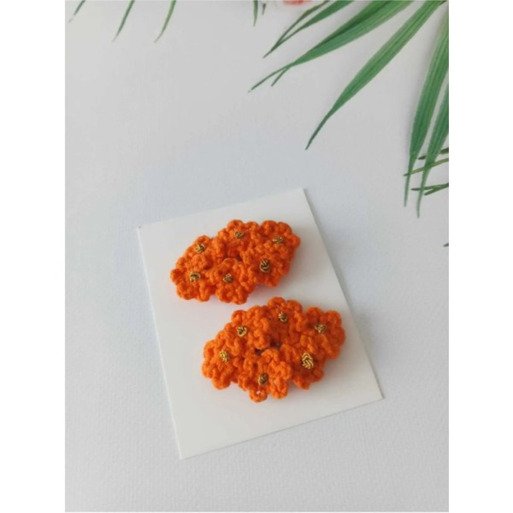 Kadın Girişimciler Atölyesi Turuncu Çıtıpıtı Çiçeğim Örgü Handmade Cotton 2'li Çıt Çıt Toka Toka, Taç & Saç Bandı Fiyatı