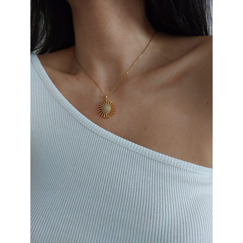 Kadın Gold Zirkon Taşlı Güneş Kolye Diğer Fiyatı