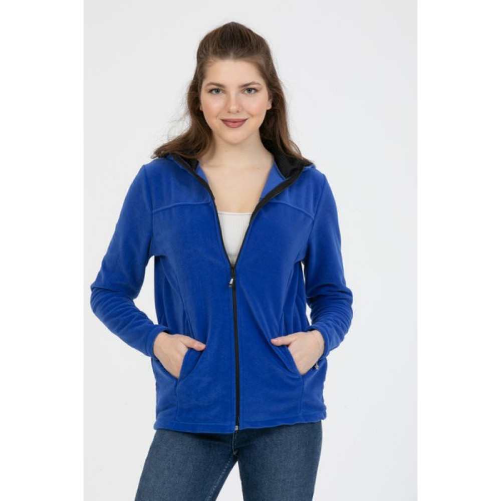 Kadın Indigo Mavi Polar Tam Fermuarlı Kapüşonlu Sweatshirt Ayakkabı (Outdoor) Fiyatı