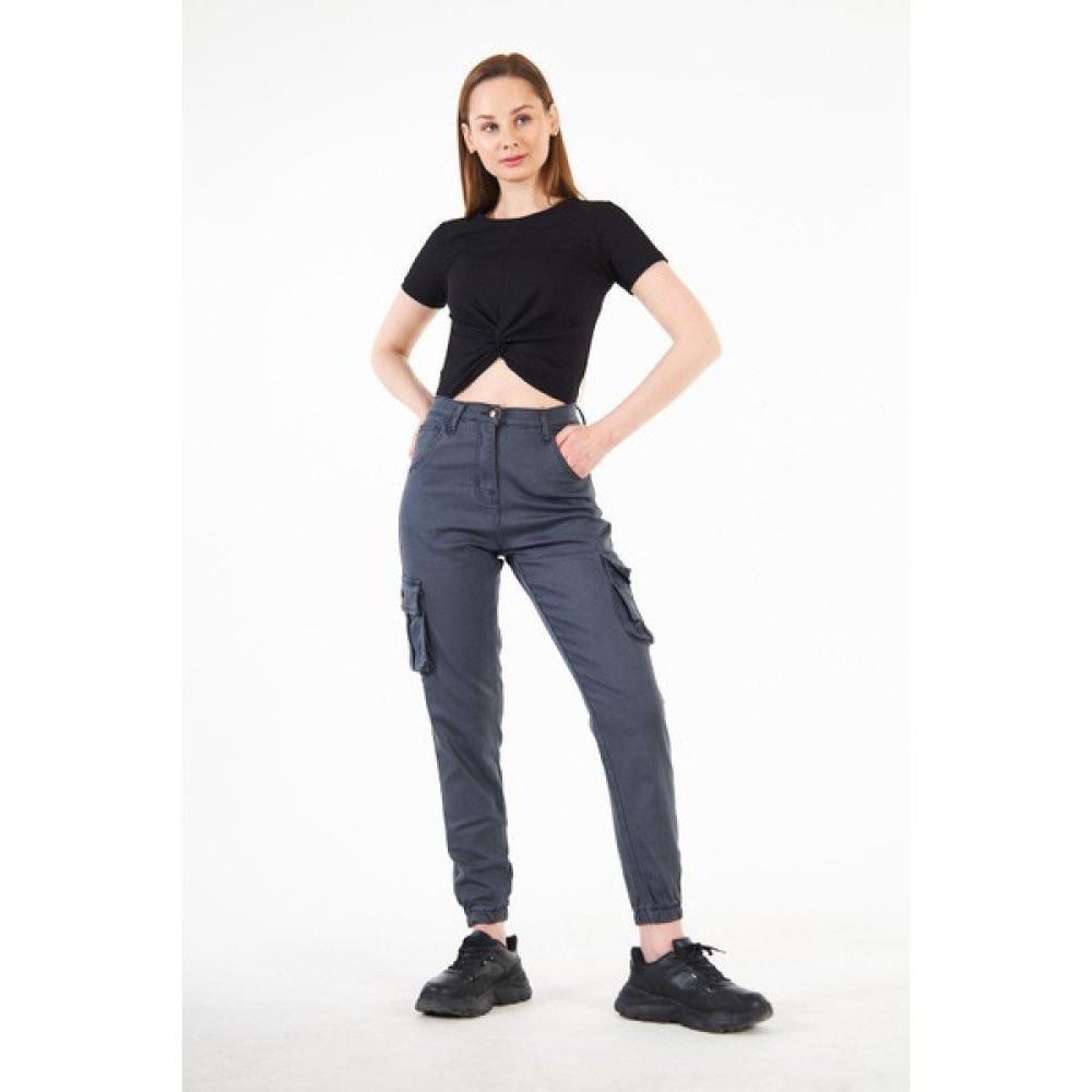 Kadın Jogger Paça Lastikli Kargo Cepli Gabardin Kadın Pantolon Bayan Jeans / Kot Pantolon Fiyatı
