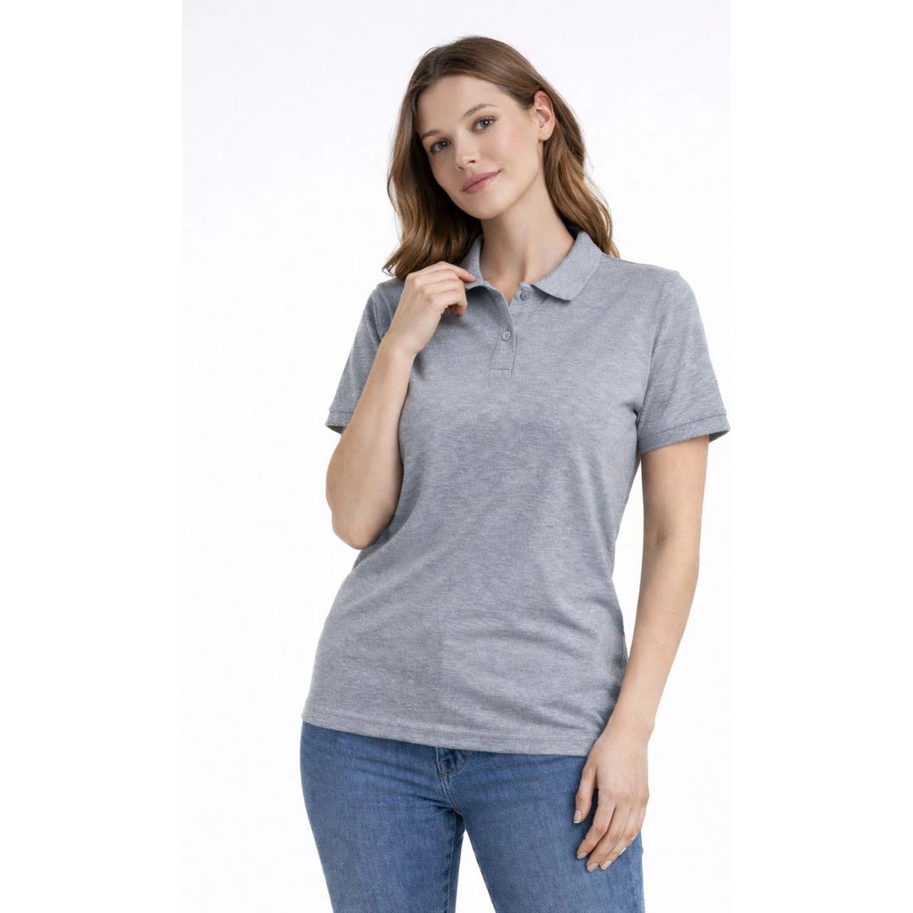 Kadın Pike Kumaş Düğmeli Yaka Regular Rahat Günlük Kısa Kol Tişört T-Shirt - Gri Giyim & İç Giyim Fiyatı