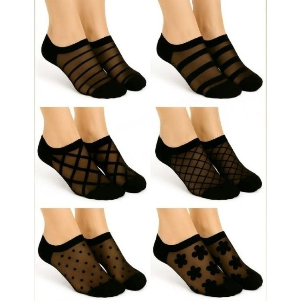 Kadın SOCKSHION Desenli Tül Patik Çorap 6'lı Paket %80 Pamuk ve %20 Elastan Kahverengi Soket Çorap Fiyatı