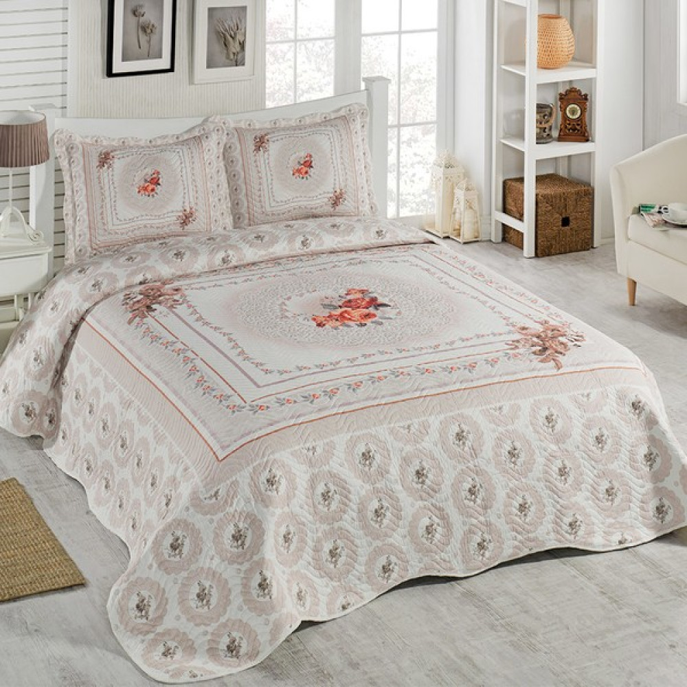 Kadınca Dükkan Çift Kişilik Kapitone Yatak Örtüsü Takımı Rosemary - Bej - 250 x 260 cm Yatak Örtüsü Fiyatı