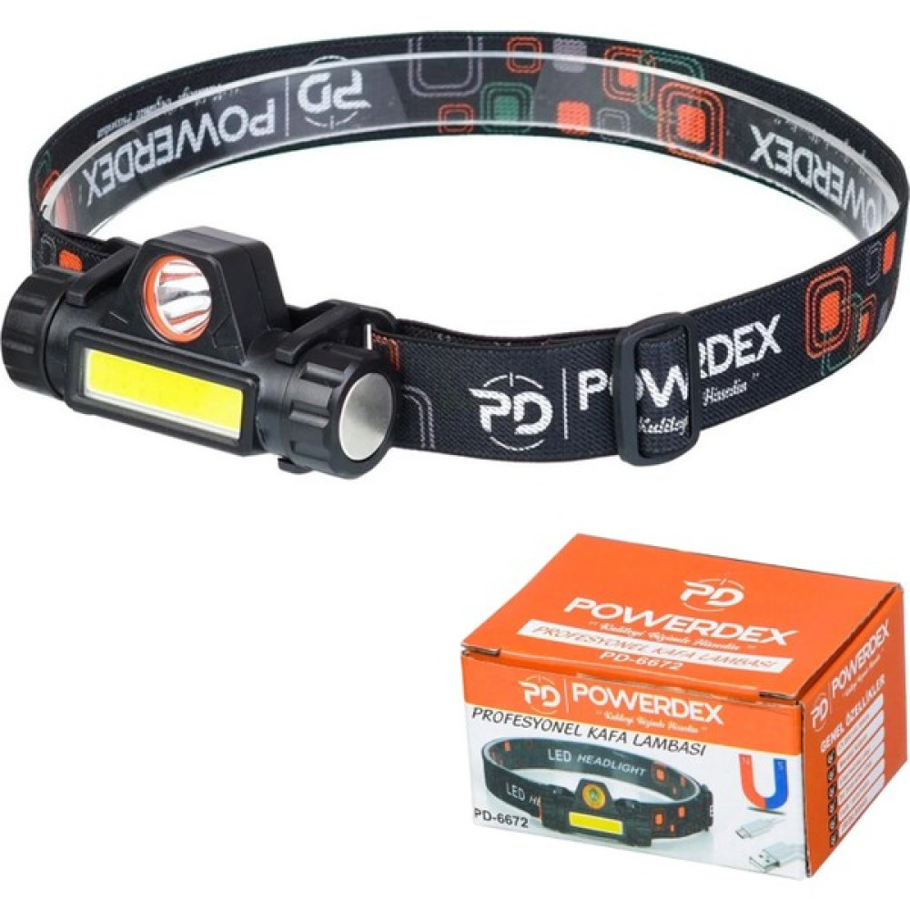 Kafa Feneri Lambası Cob LED Şarjlı Powerdex PD-6672/KM-1001 Kafa Feneri Fiyatı