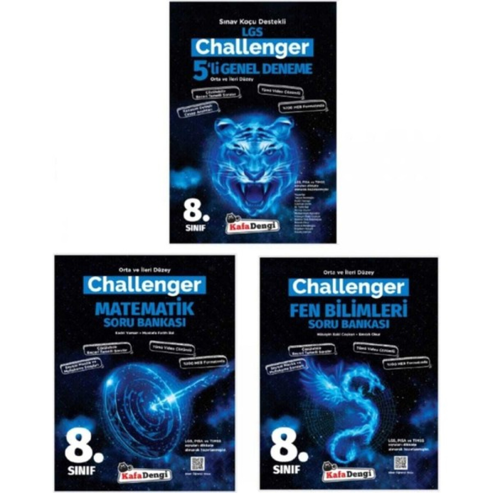 Kafadengi 8. Sınıf Challenger Soru Bankası Seti ve Genel 5'li Deneme Set (3 Kitap) Tüm Dersler Fiyatı