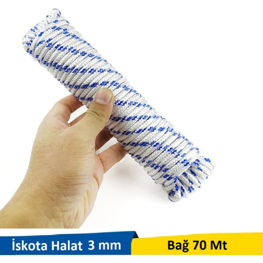 Kafenn Iskota Örgülü Halat 3 mm 70 mt Trafik Malzemeleri Fiyatı