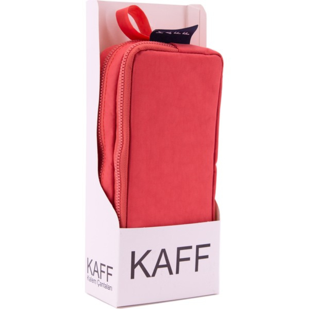 Kaff 01105 Yeni Sezon Mercan Renk Krinkıl Kumaş Çift Bölmeli Gözlü Kalemlik Kalem Kutusu - 100 Adet Kalemlik Fiyatı