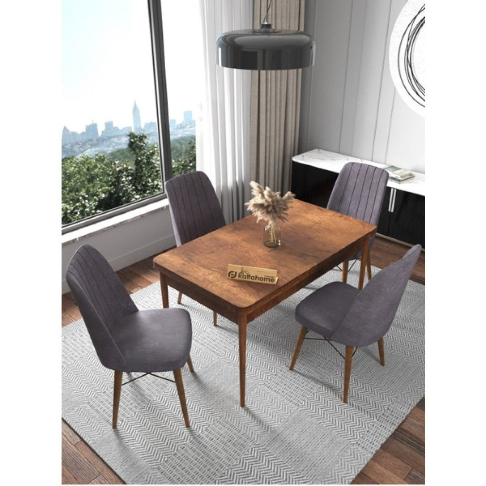 Kaffa Home Fixed Barok 70x110 Sabit Masa, Yemek Masası, Mutfak Masası , Masa Takımı, 4 Kişilik Masa Sandalye Takımı - Gri - 70 x 110 cm Masa - Sandalye Seti / Takımı Fiyatı