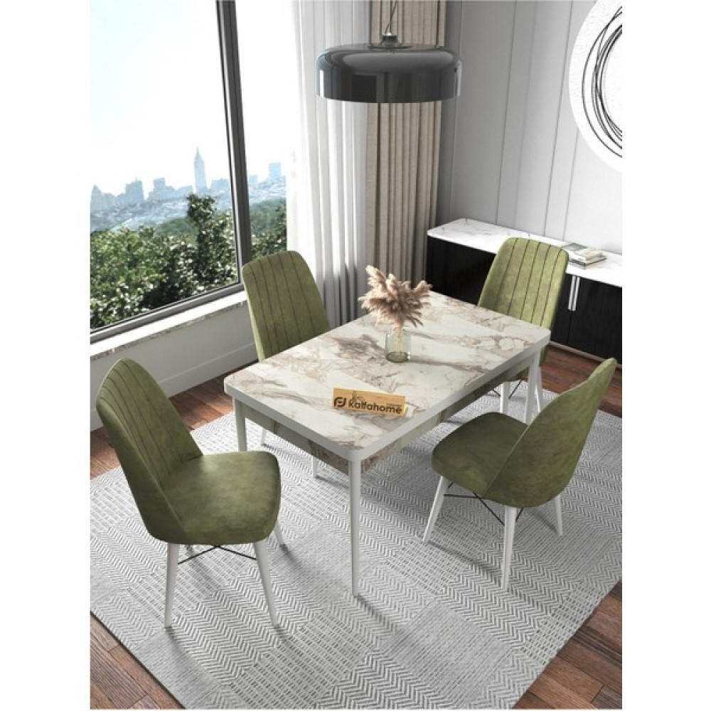 Kaffa Home Fixed Efes 70x110 Sabit Masa, Yemek Masası, Mutfak Masası , Masa Takımı, 4 Kişilik Masa Sandalye Takımı - Haki Masa - Sandalye Seti / Takımı Fiyatı