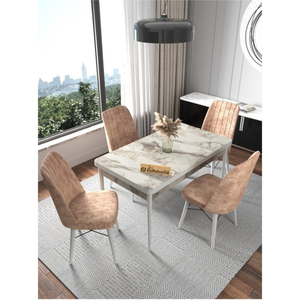 Kaffa Home Fixed Raw Efes 70x110 Sabit , 4 Kişilik Masa Sandalye Takımı , Mutfak Masa Takımı , Yemek Masası Takımı - Cappucino Masa - Sandalye Seti / Takımı Fiyatı