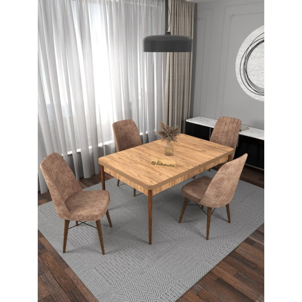 Kaffa Home Riff Serisi Atlantik 80x130 Açılabilir Masa, 4 Kişilik Yemek Masası, Yemek Masa Takımı - Cappucino - Renkli Masa - Sandalye Seti / Takımı Fiyatı