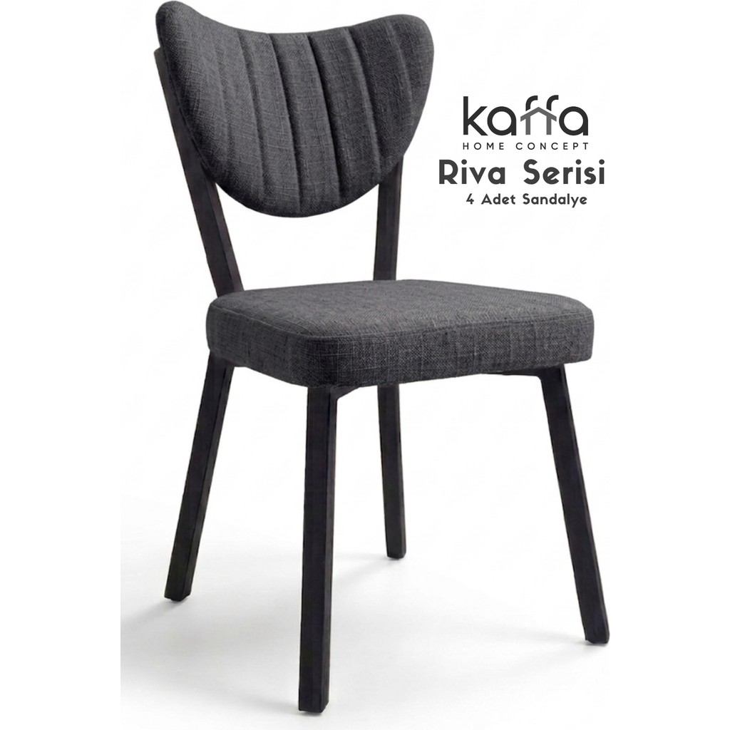 Kaffa Home Riva Serisi-Modern Antrasit Keten Kumaş, Metal İskelet Ergonomik Yemek Odası ve Mutfak Sandalyesi (4 Adet) Standart Sandalye Fiyatı