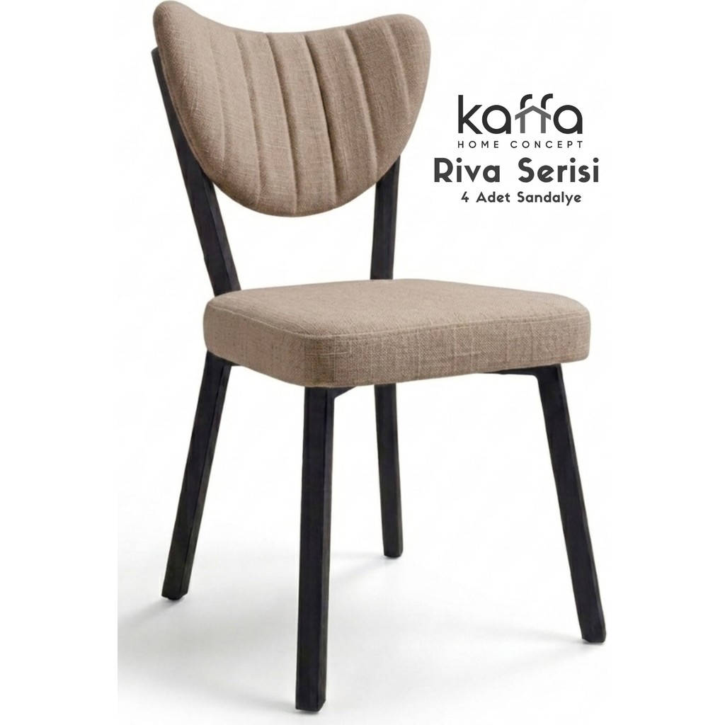 Kaffa Home Riva Serisi-Modern Cappucino Keten Kumaş, Metal İskelet Ergonomik Yemek Odası ve Mutfak Sandalyesi (4 Adet) - Cappuccino Standart Sandalye Fiyatı