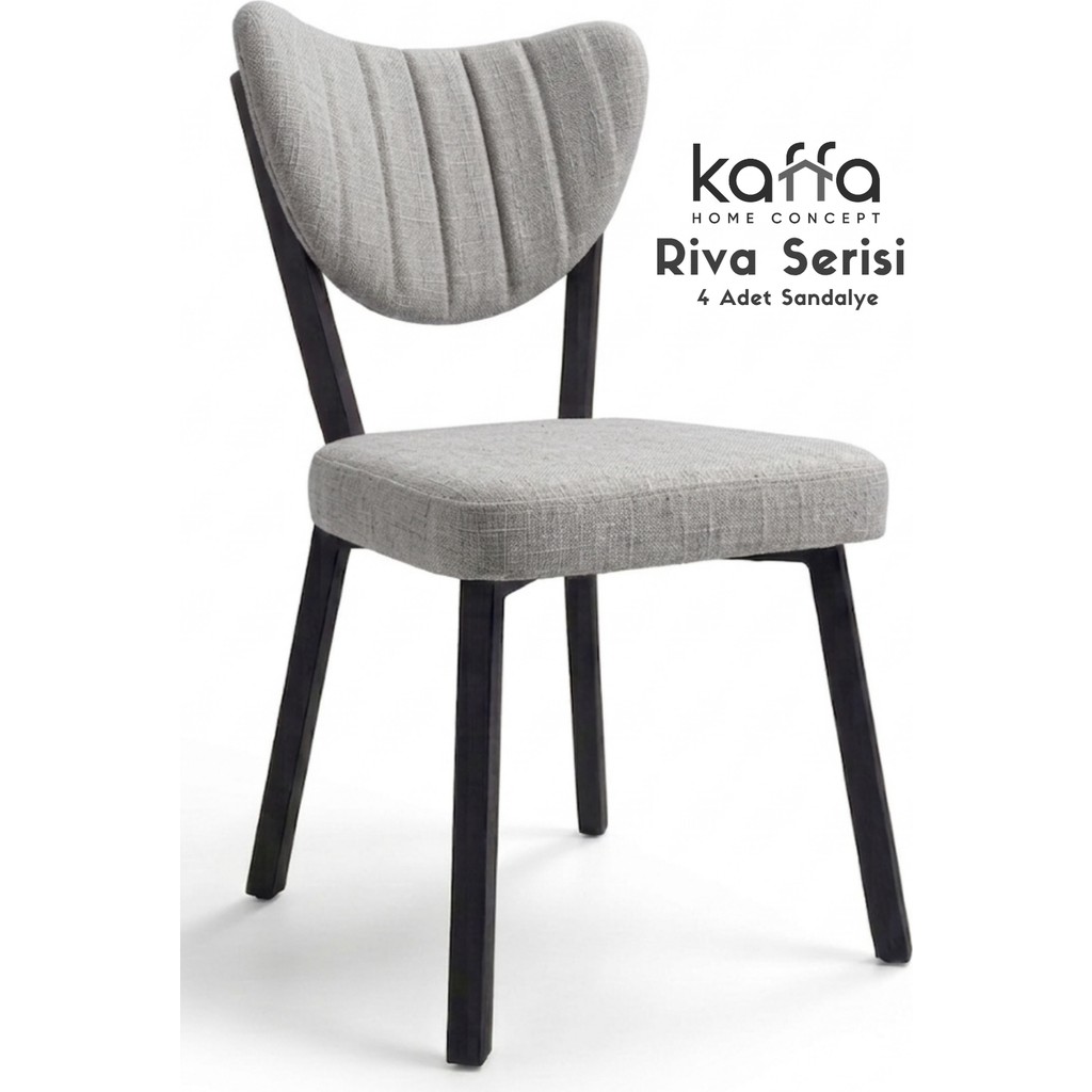 Kaffa Home Riva Serisi-Modern Gri Keten Kumaş, Metal İskelet Ergonomik Yemek Odası ve Mutfak Sandalyesi (4 Adet) Standart Sandalye Fiyatı