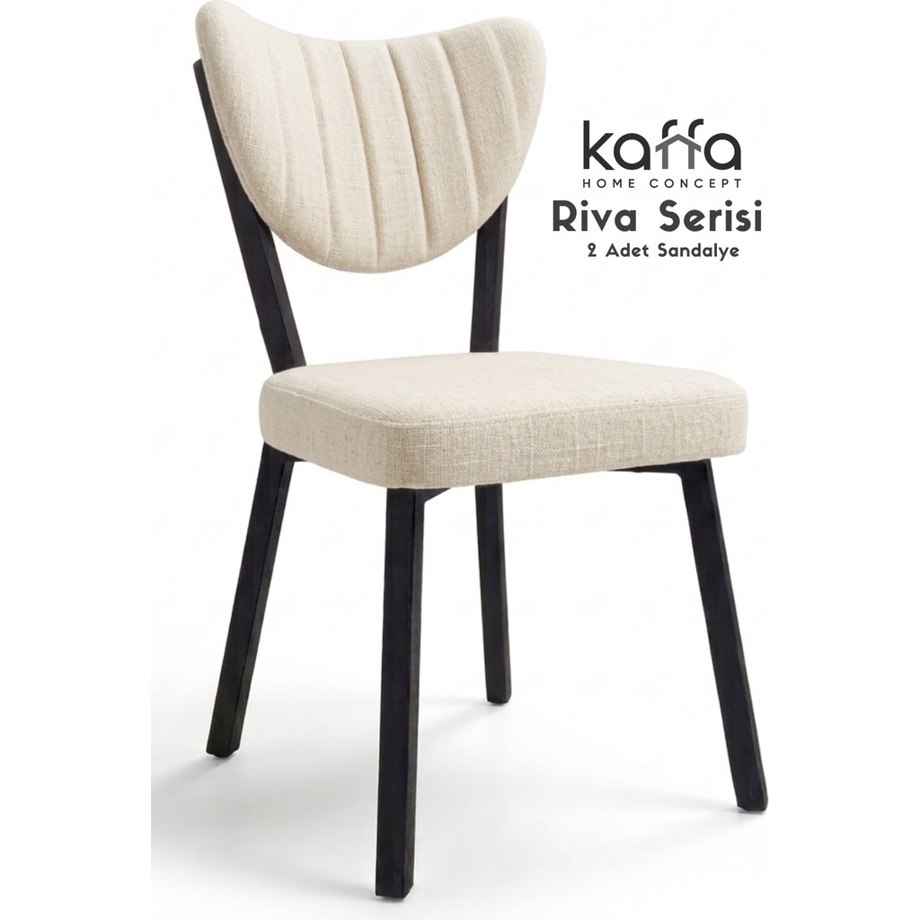 Kaffa Home Riva Serisi-Modern Krem Keten Kumaş, Metal İskelet Ergonomik Yemek Odası ve Mutfak Sandalyesi (2 Adet) Standart Sandalye Fiyatı