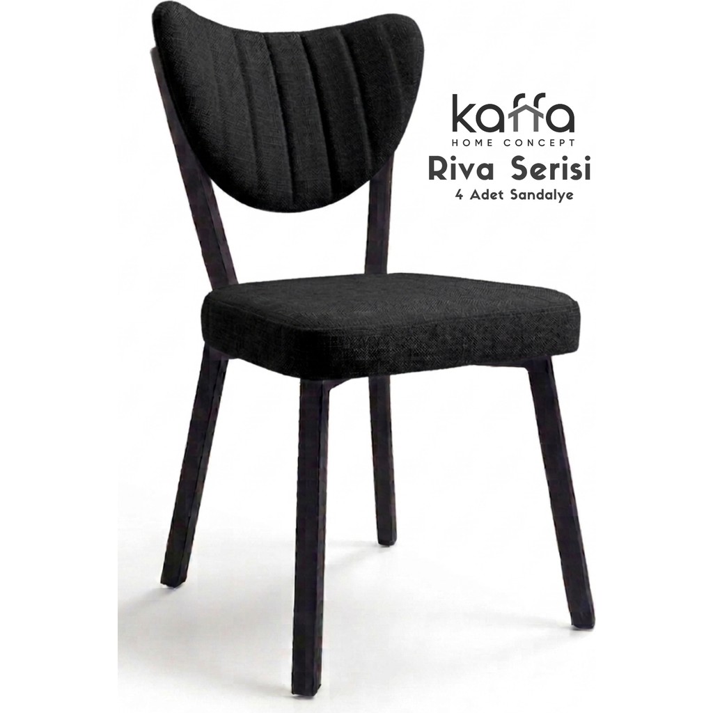 Kaffa Home Riva Serisi-Modern Siyah Keten Kumaş, Metal İskelet Ergonomik Yemek Odası ve Mutfak Sandalyesi (4 Adet) Standart Sandalye Fiyatı