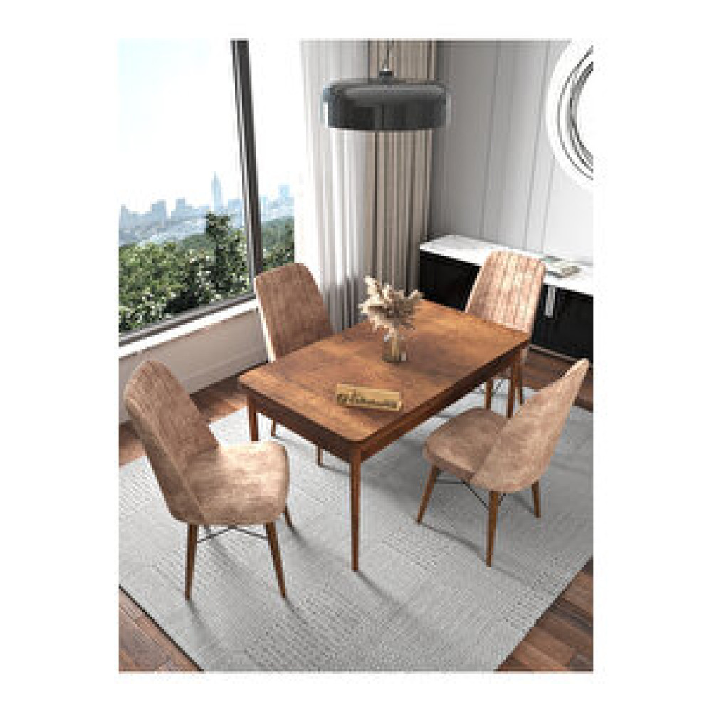 Kaffahome Fixed Serisi Barok 70x110 Sabit Masa, 4 Kişilik Yemek Masası, Mutfak Masası , Masa Takımı - Cappucino Cappuccino Yemek & Mutfak Masası Fiyatı