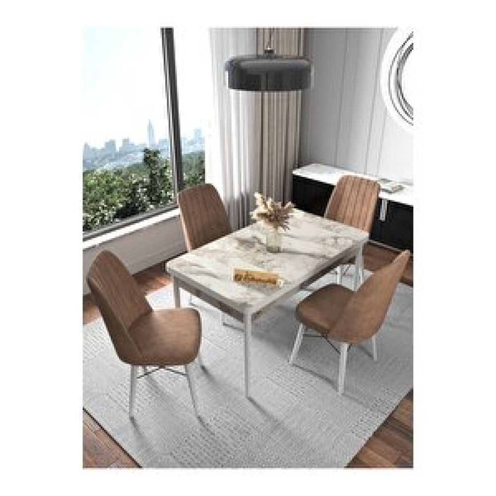 Kaffahome Kaffa Home Fixed Serisi Raw Efes 70x110 Sabit Masa, 4 Kişilik Yemek Masası, Mutfak Masası , Masa Takımı - Acı Kahve Kahverengi Yemek & Mutfak Masası Fiyatı