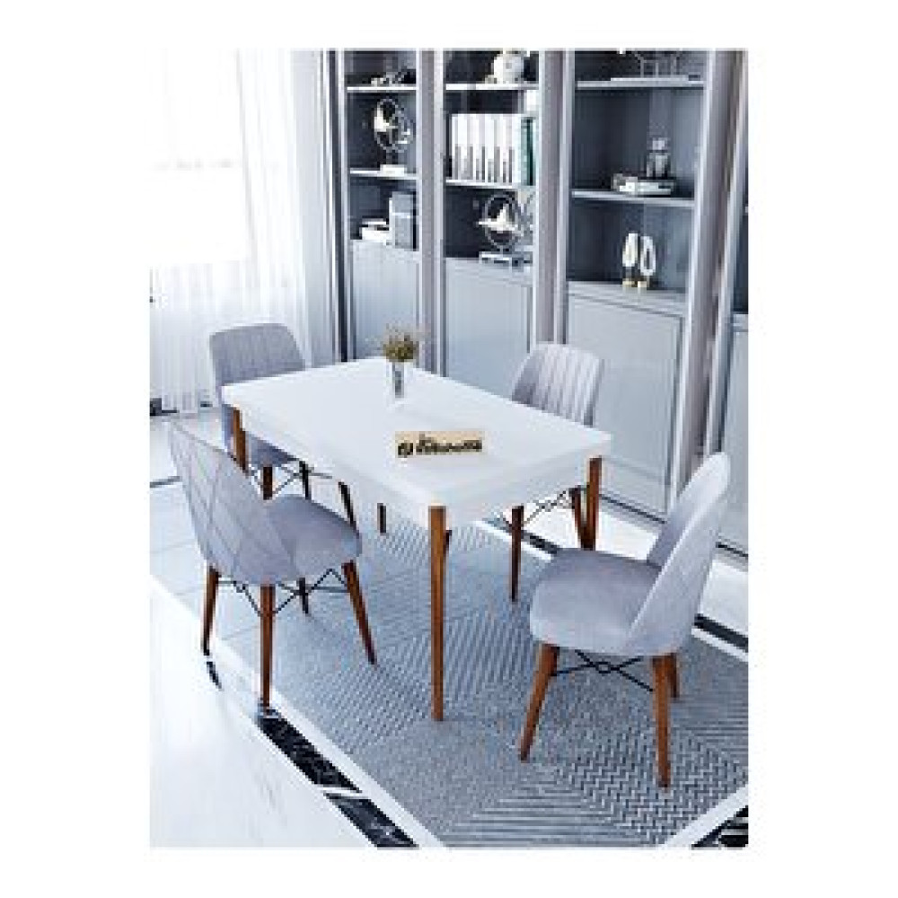Kaffahome Maxi Aytaşı 1.sınıf Babyface Silinebilir Kumaş 4 Gri Sandalye 70x110 Sabit Yemek Masası Gri Yemek & Mutfak Masası Fiyatı