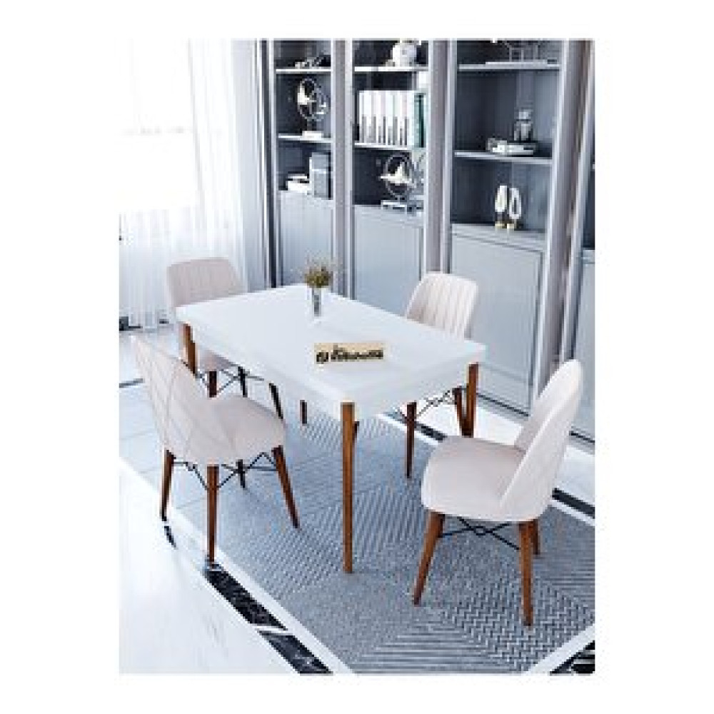 Kaffahome Maxi Aytaşı 1.sınıf Babyface Silinebilir Kumaş 4 Krem Sandalye 70x110 Sabit Yemek Masası Krem Yemek & Mutfak Masası Fiyatı