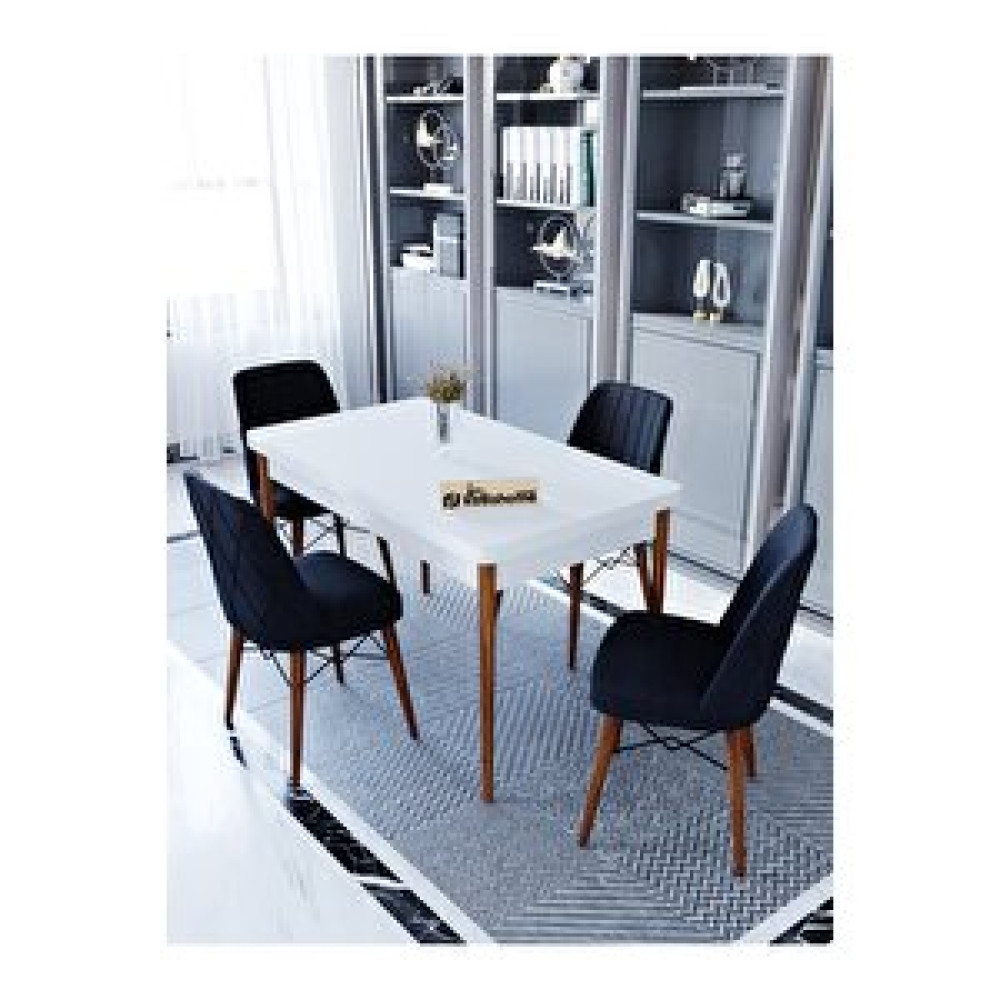 Kaffahome Maxi Aytaşı 1.sınıf Babyface Silinebilir Kumaş 4 Siyah Sandalye 70x110 Sabit Yemek Masası Siyah Yemek & Mutfak Masası Fiyatı