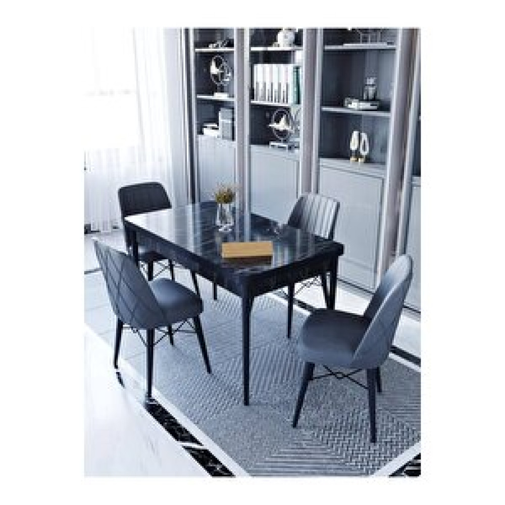 Kaffahome Maxi Lex Siyah 1.sınıf Babyface Silinebilir Kumaş 4 Antrasit Sandalye 70x110 Sabit Yemek Masası Antrasit Yemek & Mutfak Masası Fiyatı