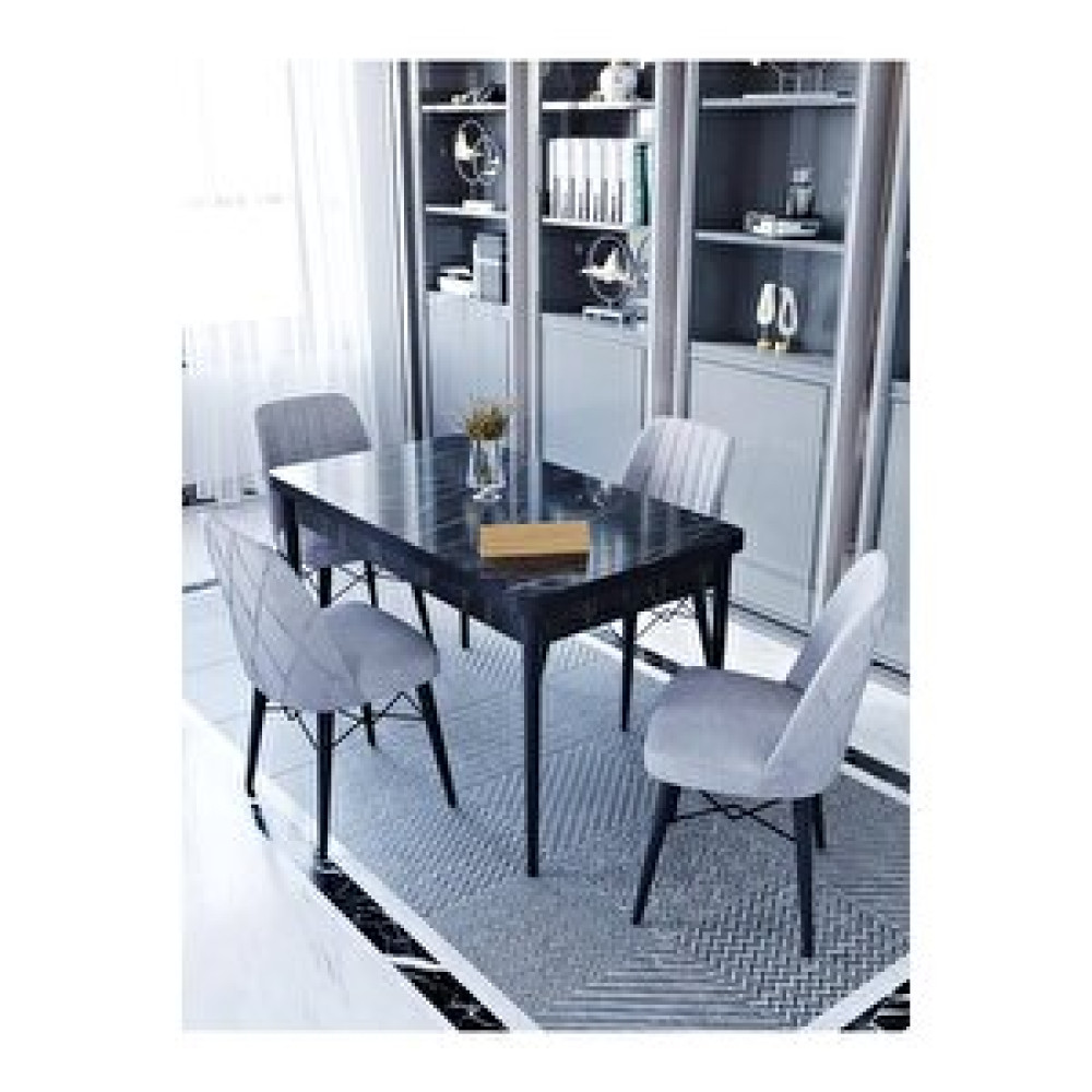 Kaffahome Maxi Lex Siyah 1.sınıf Babyface Silinebilir Kumaş 4 Gri Sandalye 70x110 Sabit Yemek Masası Gri Yemek & Mutfak Masası Fiyatı