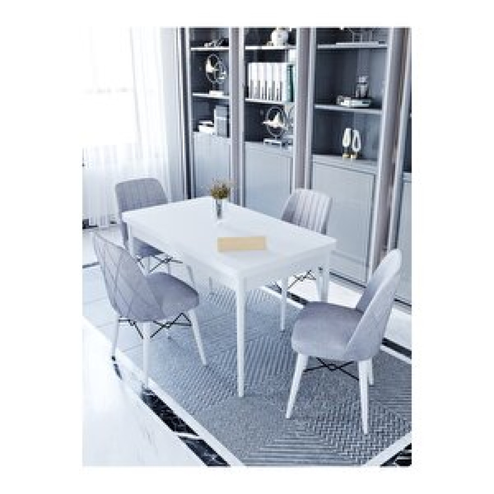 Kaffahome Maxi Raw Aytaşı 1.sınıf Babyface Silinebilir Kumaş 4 Gri Sandalye 70x110 Sabit Yemek Masası Gri Yemek & Mutfak Masası Fiyatı