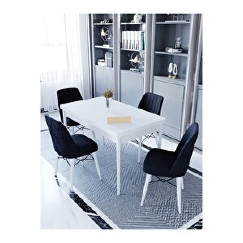 Kaffahome Maxi Raw Aytaşı 1.sınıf Babyface Silinebilir Kumaş 4 Siyah Sandalye 70x110 Sabit Yemek Masası Siyah Yemek & Mutfak Masası Fiyatı