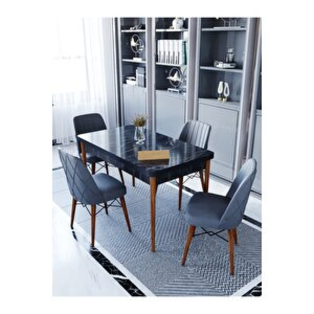 Kaffahome Maxi Siyah 1.sınıf Babyface Silinebilir Kumaş 4 Antrasit Sandalye 70x110 Sabit Yemek Masası Antrasit Yemek & Mutfak Masası Fiyatı