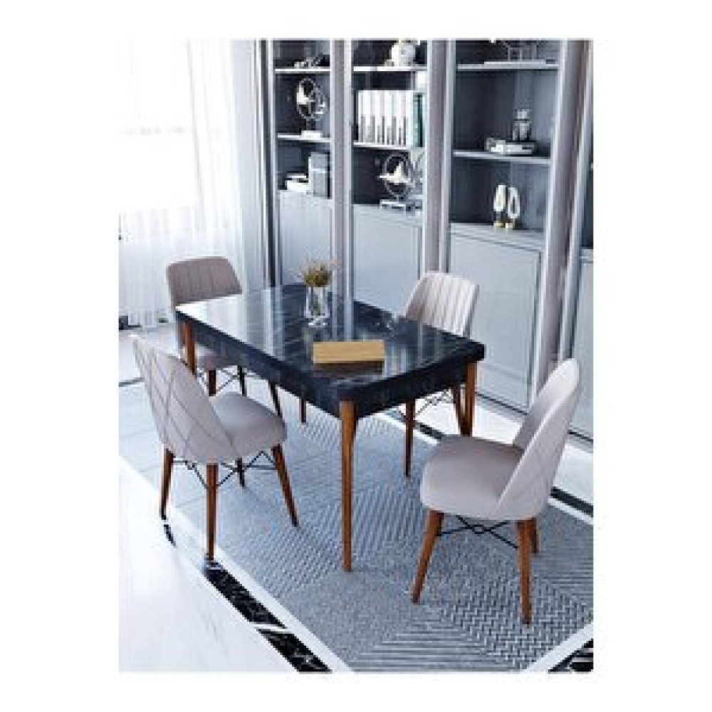 Kaffahome Maxi Siyah 1.sınıf Babyface Silinebilir Kumaş 4 Krem Sandalye 70x110 Sabit Yemek Masası Krem Yemek & Mutfak Masası Fiyatı