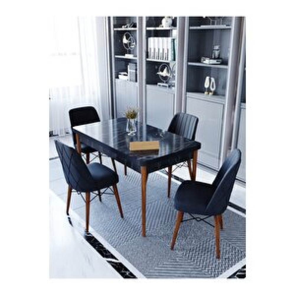 Kaffahome Maxi Siyah 1.sınıf Babyface Silinebilir Kumaş 4 Siyah Sandalye 70x110 Sabit Yemek Masası Siyah Yemek & Mutfak Masası Fiyatı