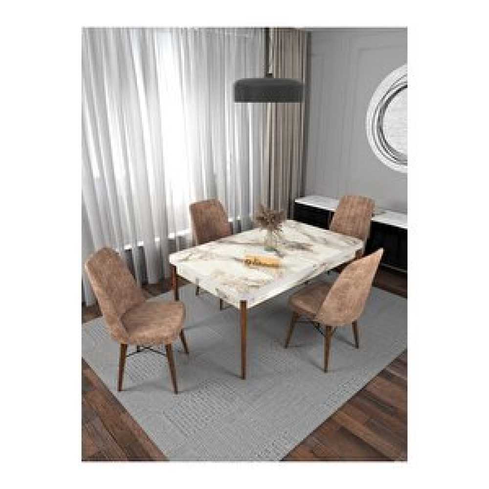 Kaffahome Riff Efes 80x130 Açılabilir Masa, 4 Kişilik Yemek Masası, Mutfak Masası , Masa Takımı, Masa Sandalye Takımı - Cappucino Cappuccino Yemek & Mutfak Masası Fiyatı