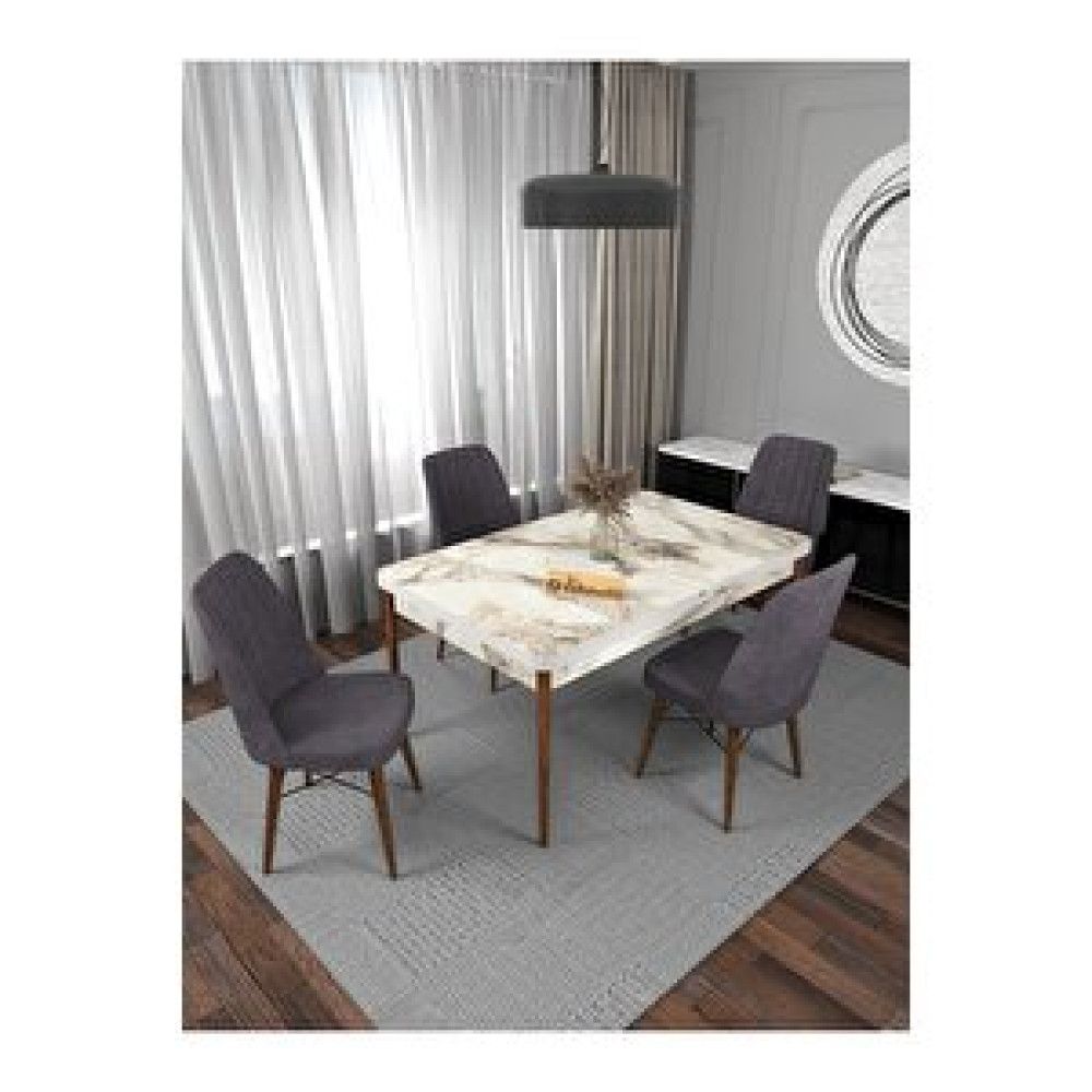 Kaffahome Riff Efes 80x130 Açılabilir Masa, 4 Kişilik Yemek Masası, Mutfak Masası , Masa Takımı, Masa Sandalye Takımı - Gri Gri Yemek & Mutfak Masası Fiyatı