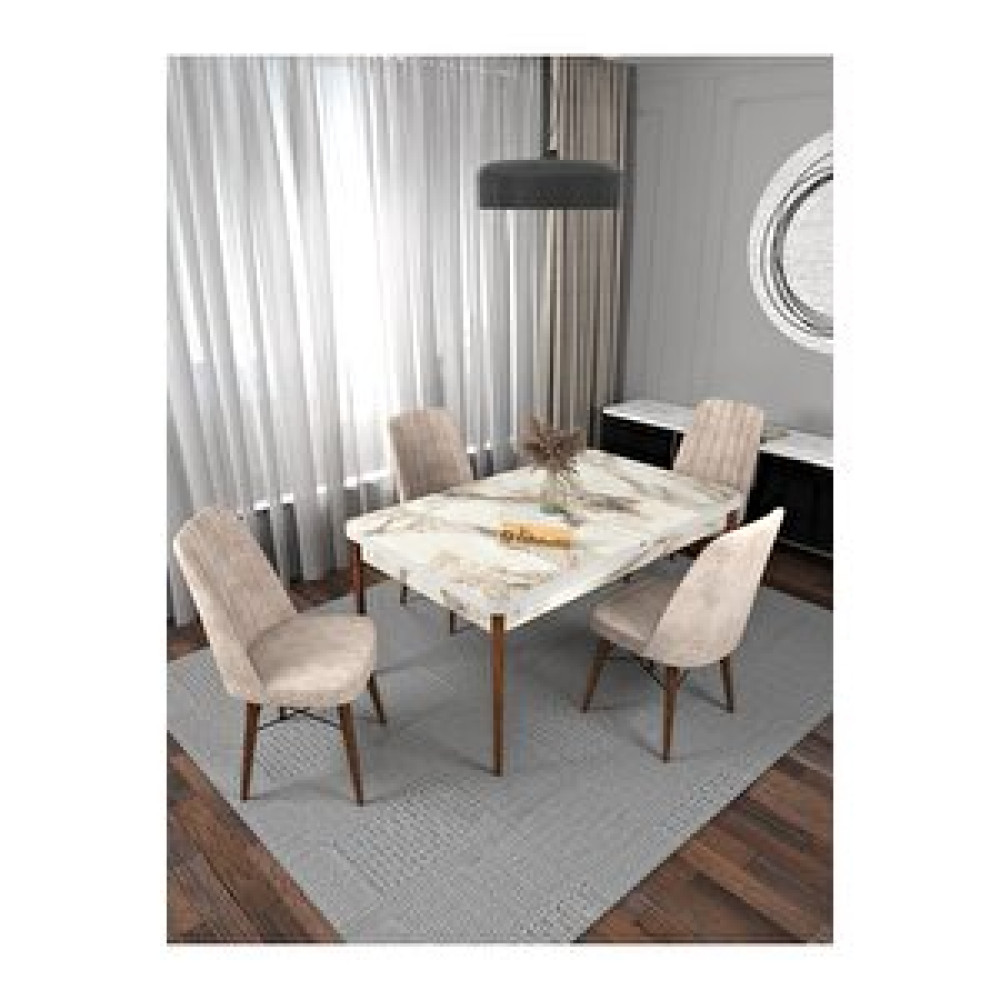 Kaffahome Riff Efes 80x130 Açılabilir Masa, 4 Kişilik Yemek Masası, Mutfak Masası , Masa Takımı, Masa Sandalye Takımı - Krem Krem Yemek & Mutfak Masası Fiyatı