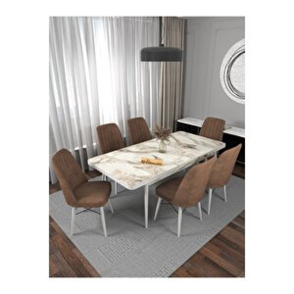 Kaffahome Riff Efes 80x130 Açılabilir Masa, 6 Kişilik Yemek Masası, Mutfak Masası , Masa Takımı, Masa Sandalye Takımı - Acı Kahve Acı Kahve Yemek & Mutfak Masası Fiyatı