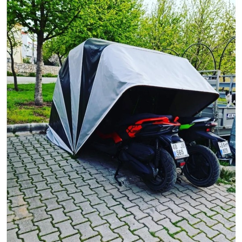 Kafkas Garaj Atv ve 2 Motorluk Motosiklet Garaj Kabini - XXL - Gri Motorsiklet Brandaları Fiyatı
