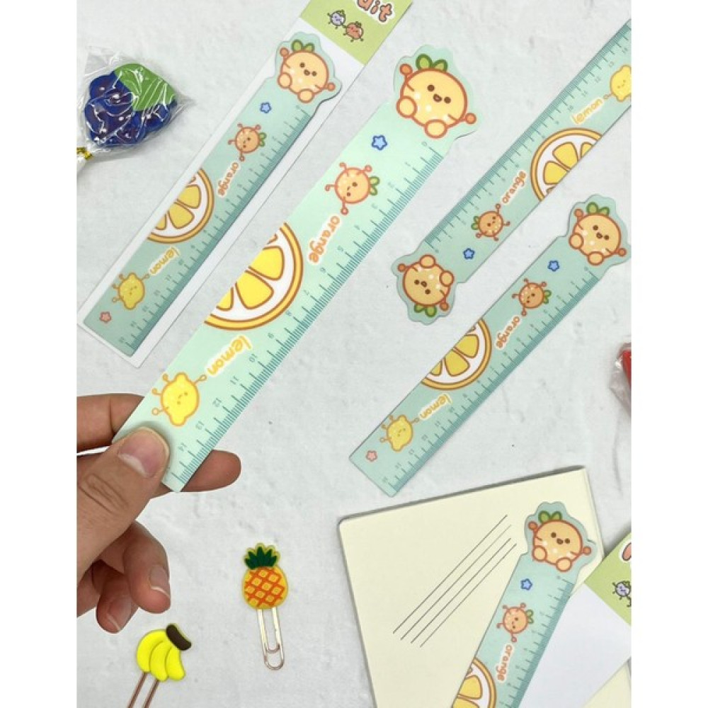 Kağıt Gemi Dükkan Kawaii Fruit Portakal Desenli Mıknatıslı Kitap Ayracı ve Cetvel / Yer Imi Cetvel Fiyatı