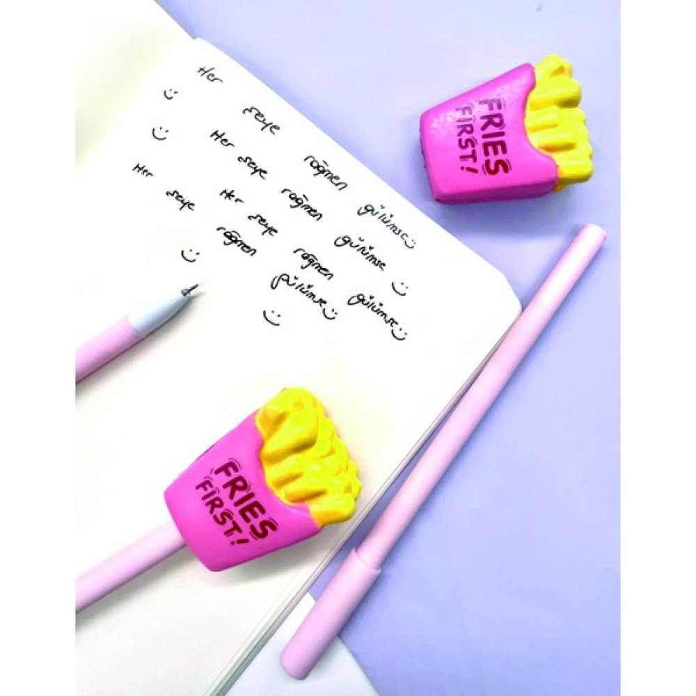 Kağıt Gemi Dükkan Pembe Patates Kızartması Squishy Kalem - Renkli Jel Mürekkepli (Roller) Kalem Fiyatı
