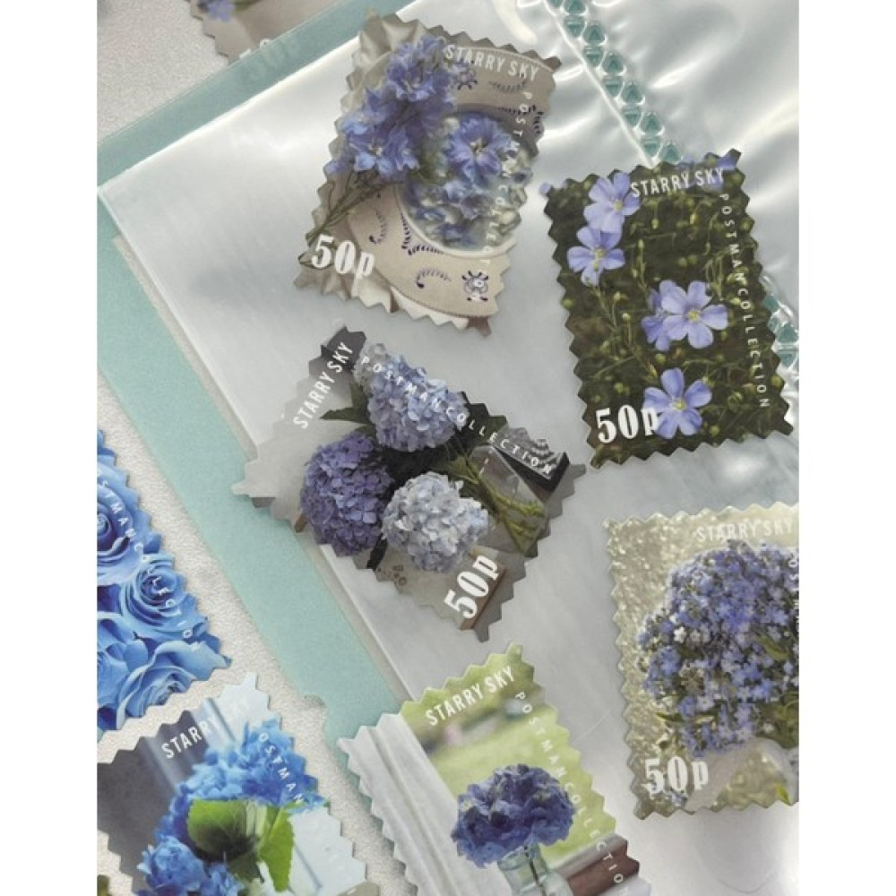 Kağıt Gemi Dükkan Renkli Bahar Mavi Çiçek Dolu 50 Yaprak Pul Sticker /çıkartma/bullet Journal/defter Süsleme/scrapbook Sticker Fiyatı