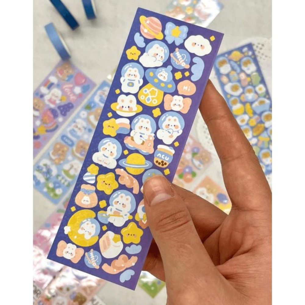 Kağıt Gemi Dükkan Sevimli Hayvanlar Mavi Renk 10 Yaprak Sticker / Çıkartma/ Su Geçirmez/bullet Journal Not Defteri & Bloknot Fiyatı