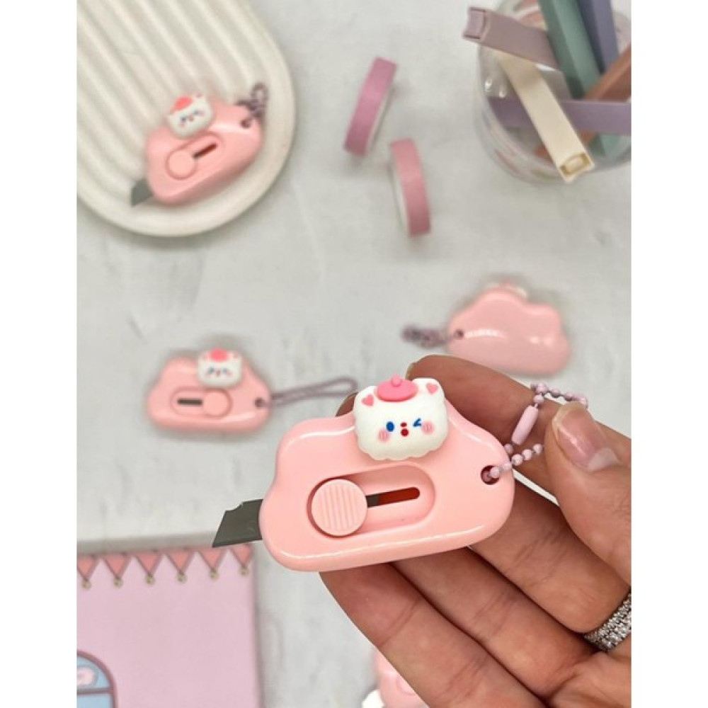 Kağıt Gemi Dükkan Sevimli Şapkalı Kedi Pembe Mini Maket Bıçağı / Sanat Bıçağı / Bullet Journal / Scrapbook Not Defteri & Bloknot Fiyatı