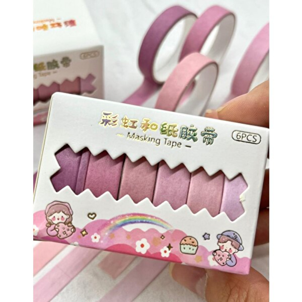 Kağıt Gemi Dükkan Soft Pembe Tonları 6'lı Washi Bant Set / Washi Tape / Bullet Journal / Scrapbook Bant Makinesi Fiyatı