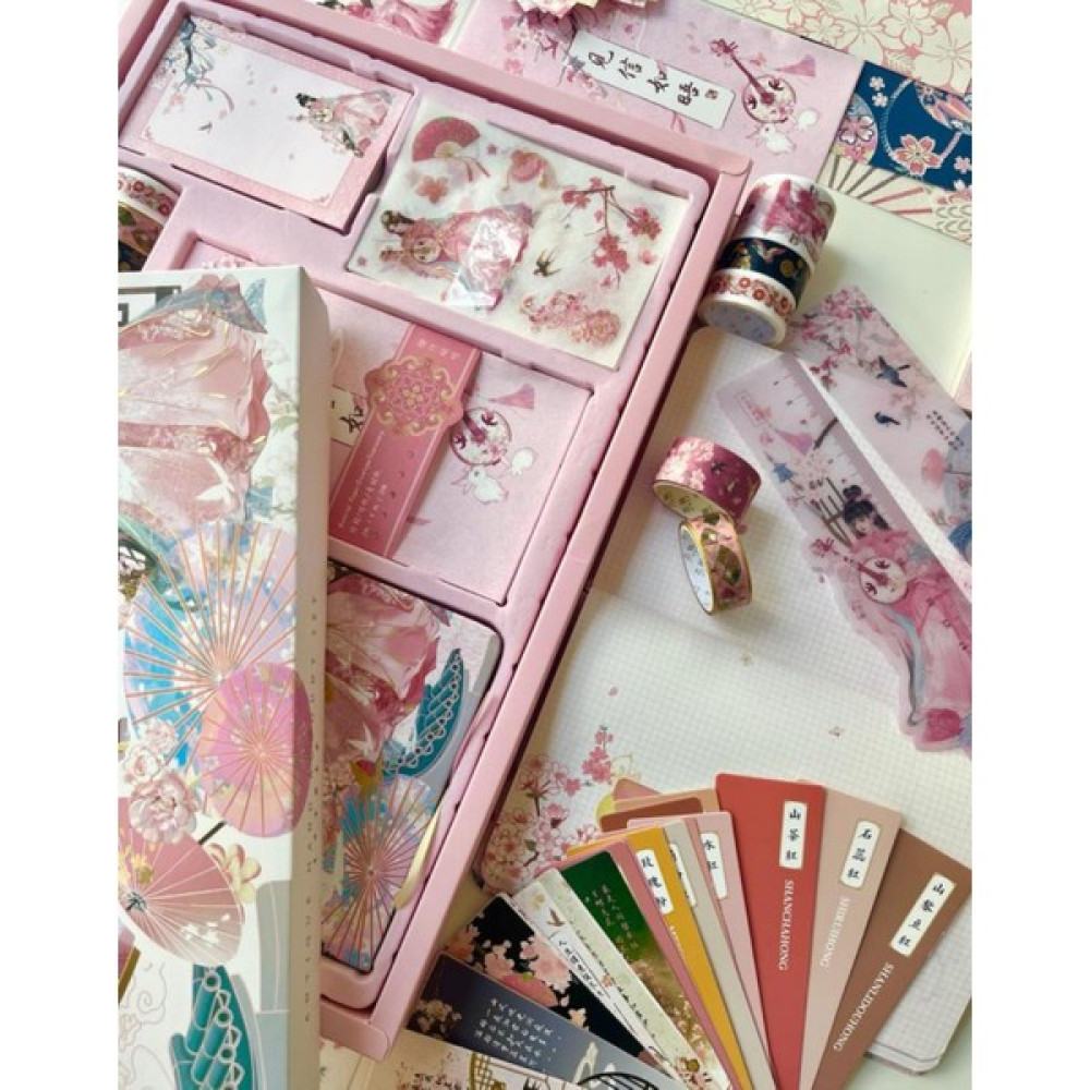 Kağıt Gemi Dükkan Uzak Doğu Temalı Sakura Çiçekli Pembe Kutu Defter Seti / Notebook / Bullet Journal Not Defteri & Bloknot Fiyatı