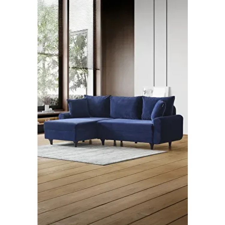 Kagu Corner Flavia Modern Köşe Takımı Lacivert Kadife Malzeme Orta Sert Oturum 230 cm Genişlik Koltuk Takımı / Seti Fiyatı