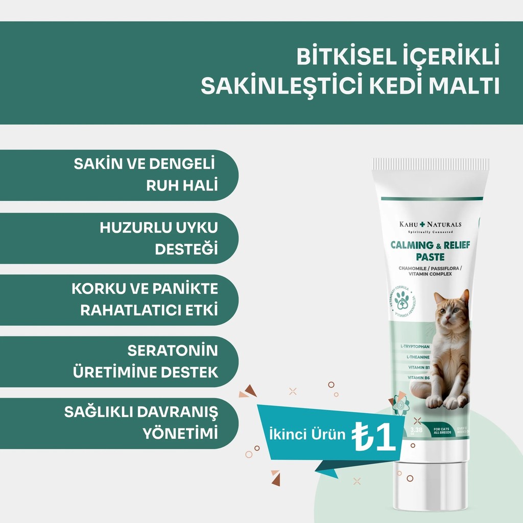 Kahu Naturals Calming Relief Paste, Bitkisel Içerikli Kediler Için Sakinleştirici Rahatlatıcı Malt, 100 ml Diğer Fiyatı