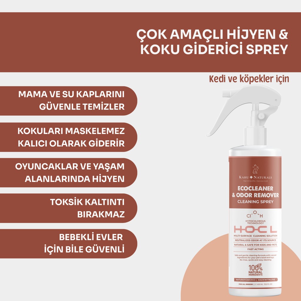 Kahu Naturals Mama Ve Su Kabı Temizleme Spreyi Koku Çok Amaçlı Temizlik Hipokloröz 500 Ml Diğer Fiyatı