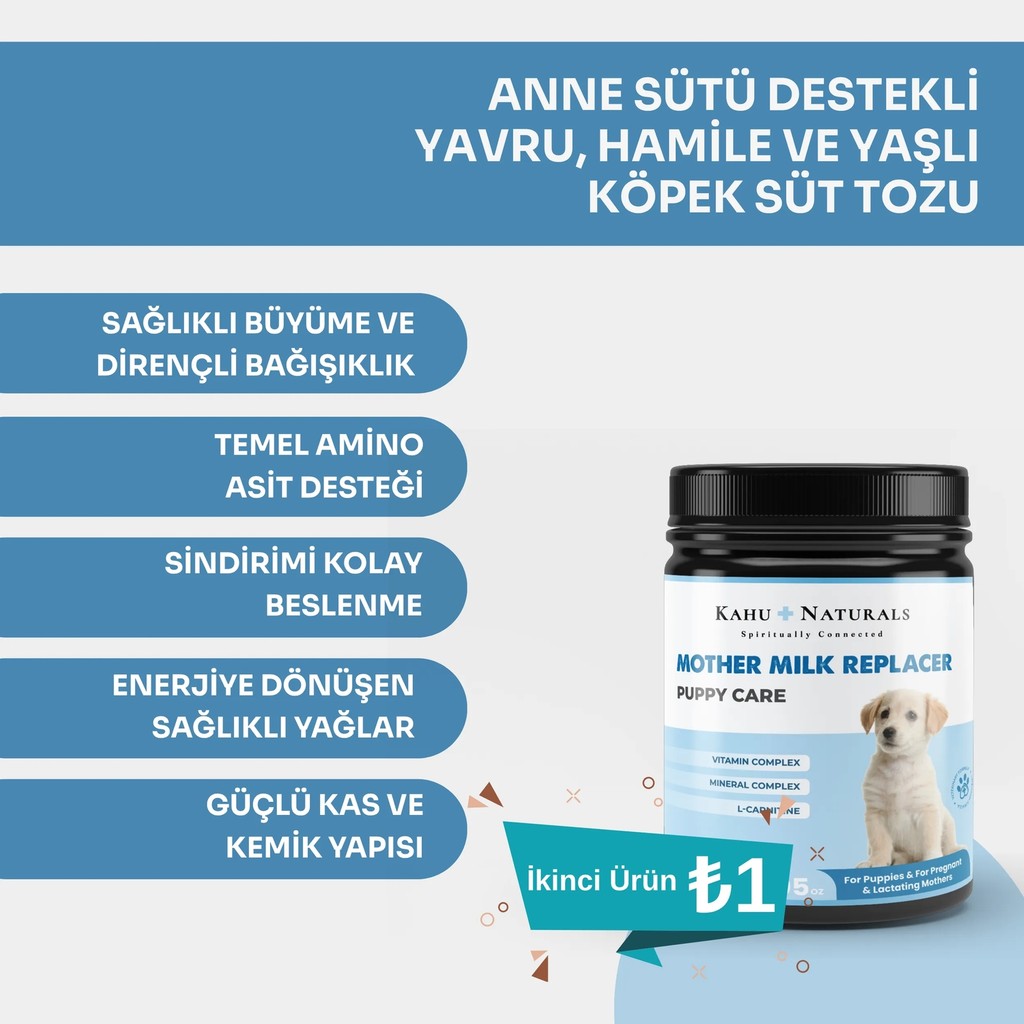 Kahu Naturals Puppy Care Milk Replacer, Anne Sütü Destekli Yavru ve Hamile Köpek Süt Tozu, 200 gr Evcil Hayvan Ürünleri Fiyatı